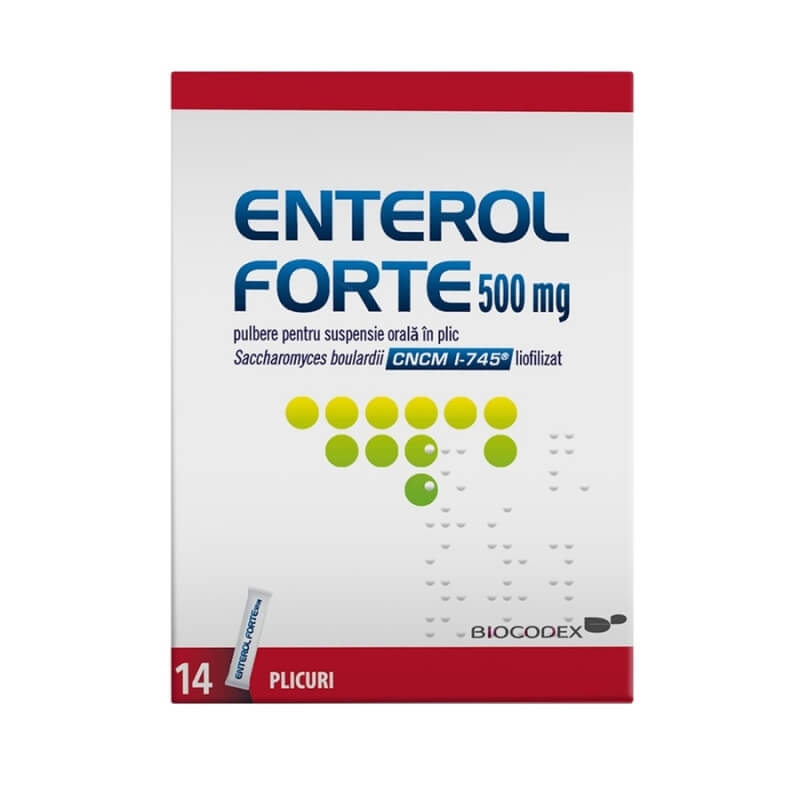 Enterol Forte pulbere pentru suspensie orala 500 mg, 14 plicuri, Biocodex Enterol Forte pulbere pentru suspensie orala 500 mg, 14 plicuri, Biocodex