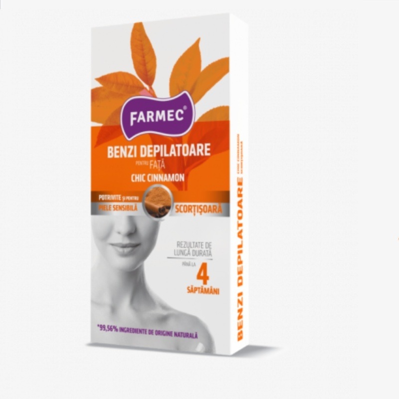 Benzi depilatoare pentru fata Chic Cinnamon, 20 bucati, Farmec Benzi depilatoare pentru fata Chic Cinnamon, 20 bucati, Farmec