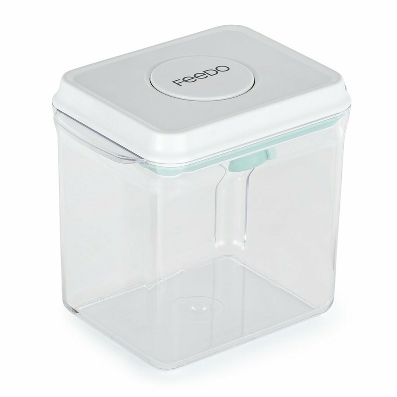 Feedo - Recipient depozitare lapte praf, 1700 ml, Capac etans, Din plastic, Fara BPA, Turcoaz Feedo - Recipient depozitare lapte praf, 1700 ml, Capac etans, Din plastic, Fara BPA, Turcoaz