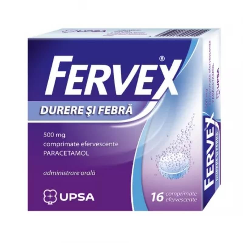 Fervex Durere si Febra, 500 mg, 16 comprimate efervescente, Upsa Fervex Durere si Febra, 500 mg, 16 comprimate efervescente, Upsa