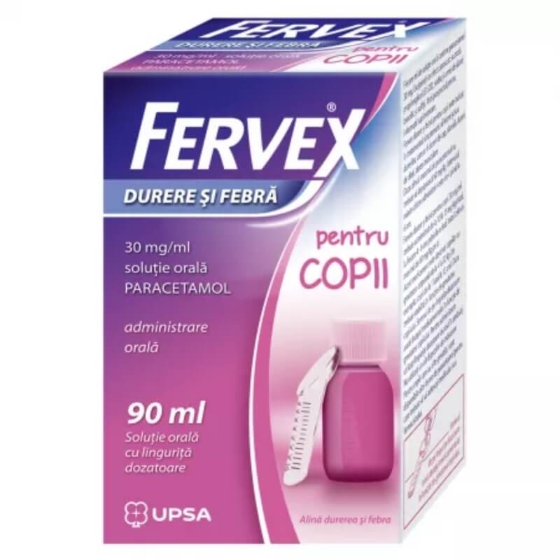 Fervex durere si febra pentru copii 30 mg/ml, solutie orala, 90ml, Upsa Fervex durere si febra pentru copii 30 mg/ml, solutie orala, 90ml, Upsa
