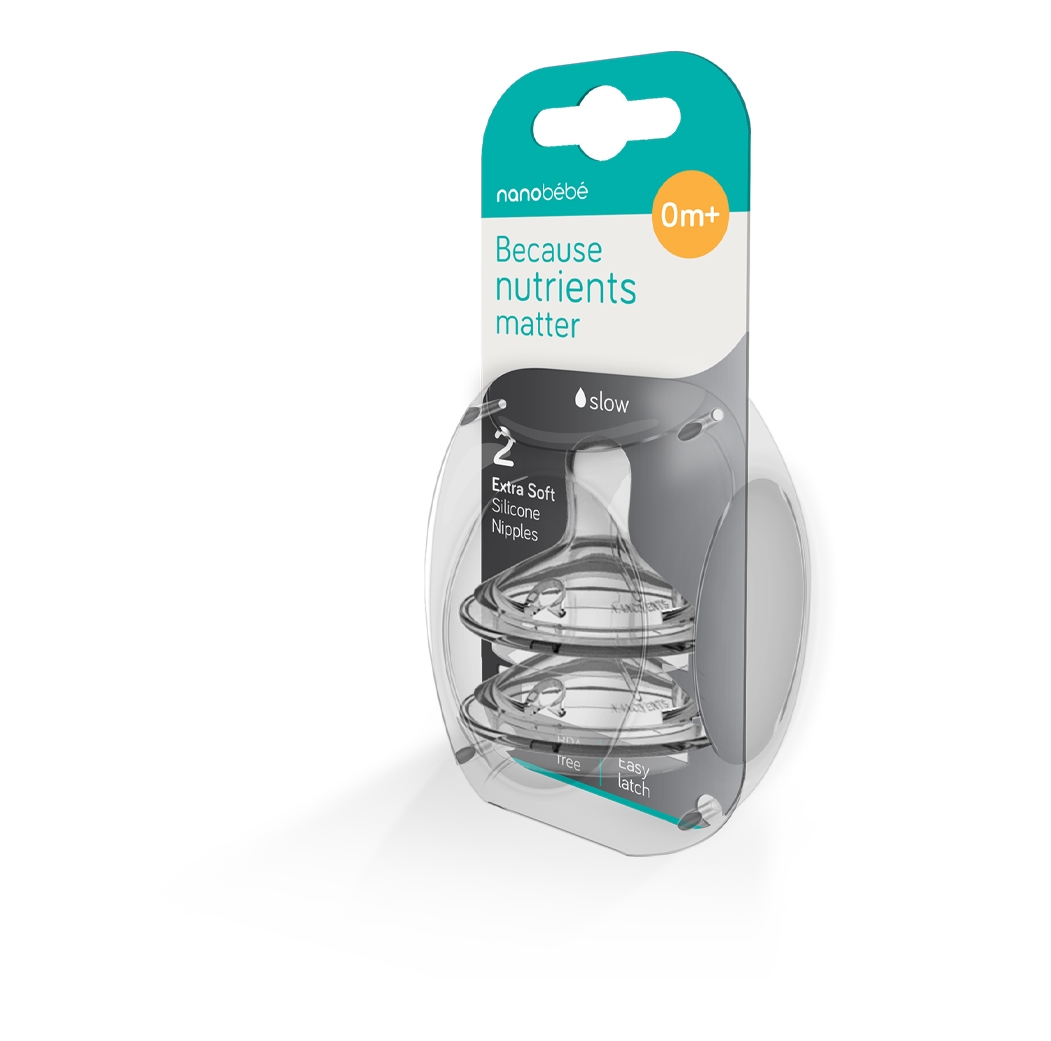 Nanobebe - Tetina silicon debit lent 2buc Nanobebe - Tetina silicon debit lent 2buc