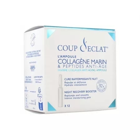 Fiole cu colagen marin si peptide anti-age Coup D'Eclat, 12 fiole, Asepta