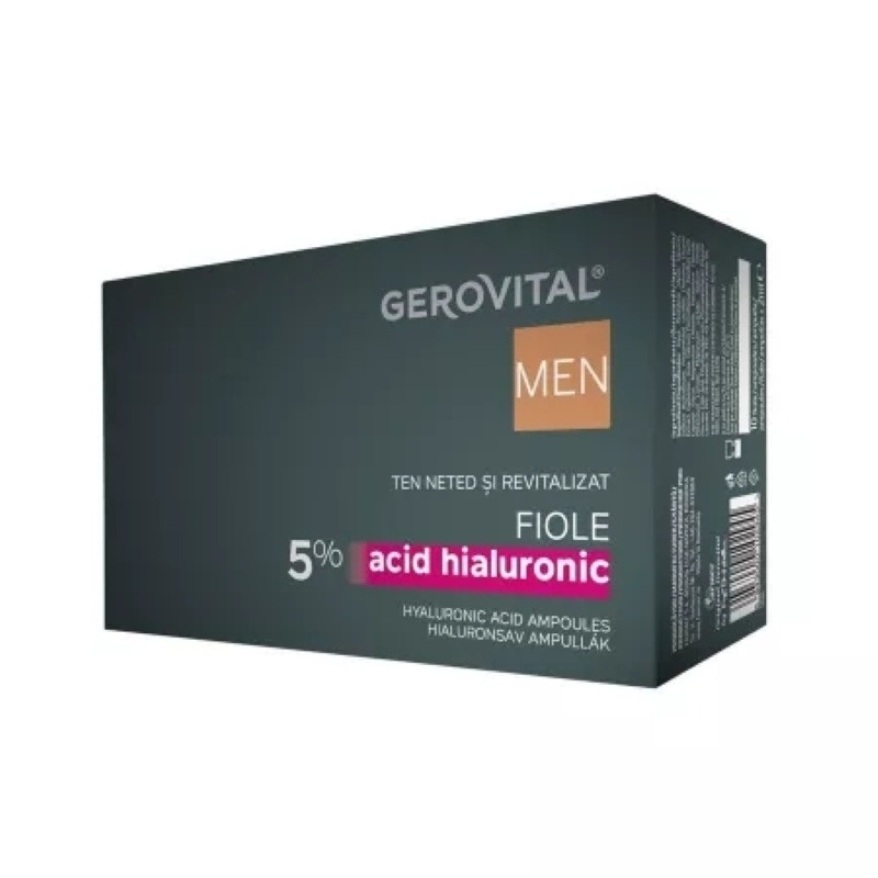 Fiole cu acid hialuronic 5% Men 2 ml, 10 fiole, Gerovital Fiole cu acid hialuronic 5% Men 2 ml, 10 fiole, Gerovital