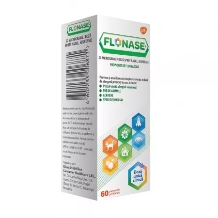 Flonase spray nazal, 50 micrograme/doza, 60 pulverizari, GSK (Haleon) Flonase spray nazal, 50 micrograme/doza, 60 pulverizari, GSK (Haleon)