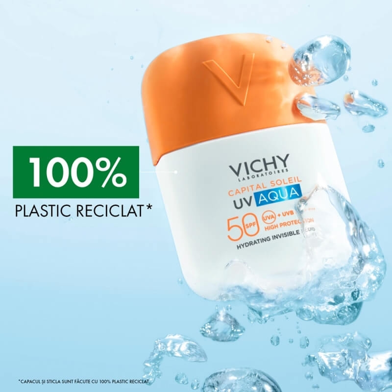Fluid hidratant invizibil SPF 50 UV Aqua Capital Soleil, 50 ml, Vichy
