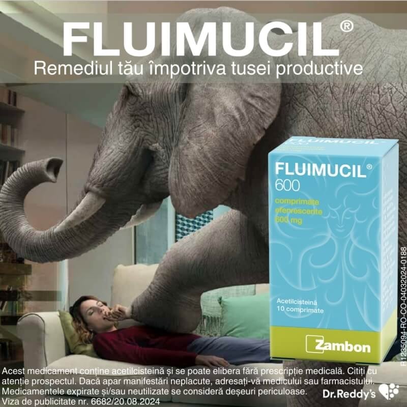 Fluimucil, 600 mg, 10 comprimate efervescente, Zambon