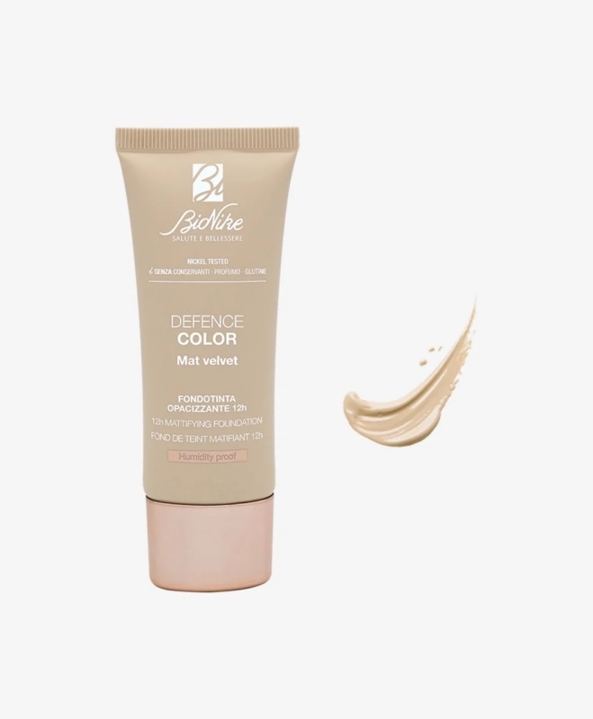 Fond de ten matifiant Defence Color Mat Velvet 404 Beige Naturele, 30 ml, BioNike Fond de ten matifiant Defence Color Mat Velvet 404 Beige Naturele, 30 ml, BioNike
