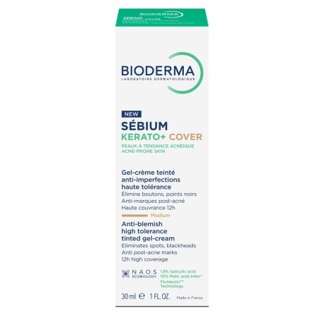 Gel crema nuantator anti-imperfectiuni Sebium Kerato+ Cover, 30 ml, Bioderma Gel crema nuantator anti-imperfectiuni Sebium Kerato+ Cover, 30 ml, Bioderma
