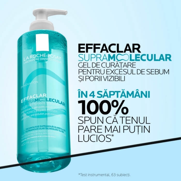 Gel de curatare pentru excesul de sebum Effaclar Supramolecular, 400 ml, La Roche-Posay Gel de curatare pentru excesul de sebum Effaclar Supramolecular, 400 ml, La Roche-Posay
