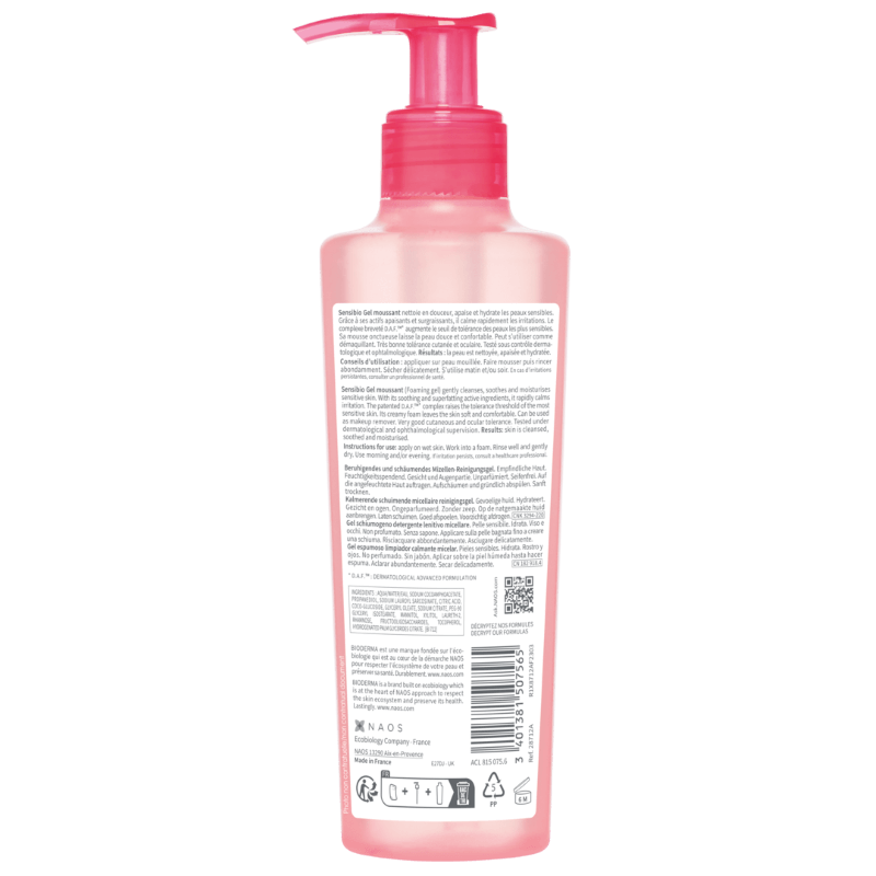 Gel spumant calmant si hidratant Sensibio, 200 ml, Bioderma Gel spumant calmant si hidratant Sensibio, 200 ml, Bioderma