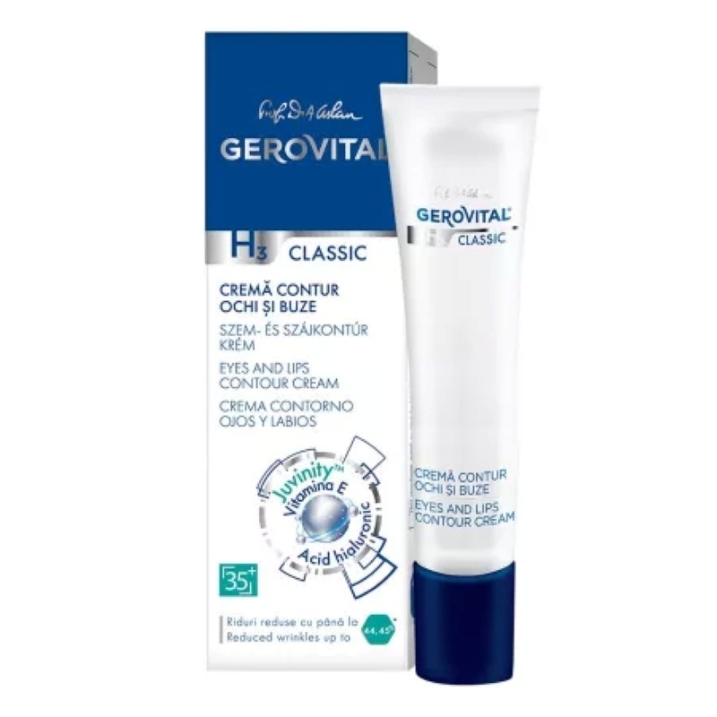 Crema pentru contur ochi si buze H3 Classic, 15 ml, Gerovital Crema pentru contur ochi si buze H3 Classic, 15 ml, Gerovital