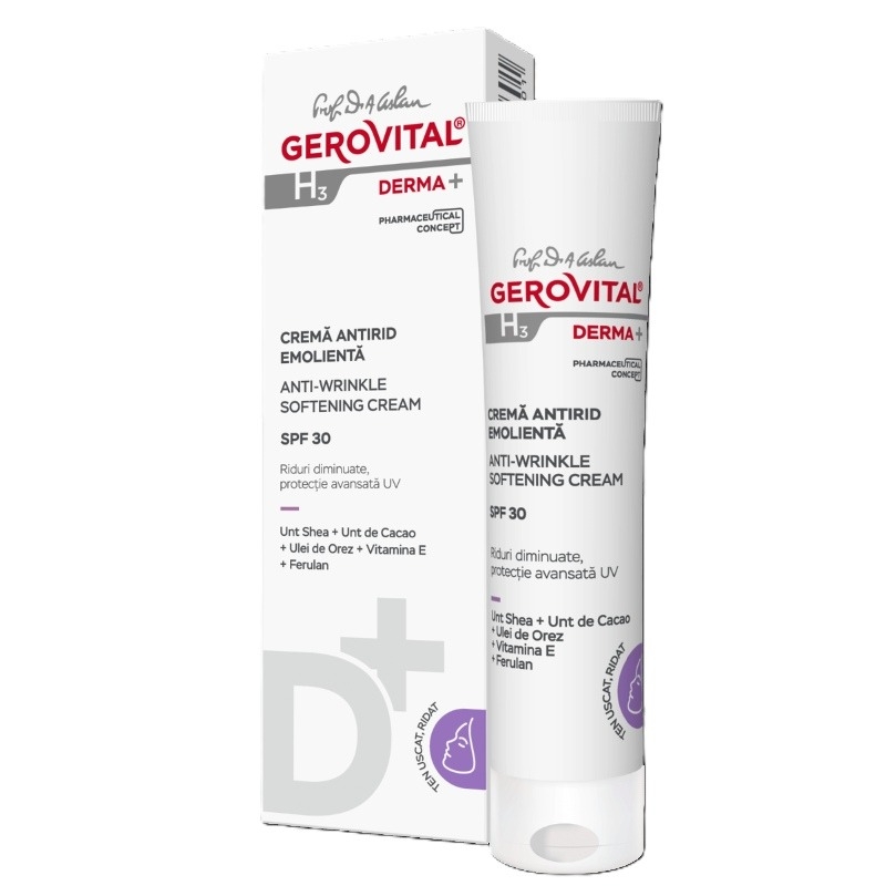 H3 Derma+ crema antirid emolienta SPF 30+, 30ml, Gerovital H3 Derma+ crema antirid emolienta SPF 30+, 30ml, Gerovital