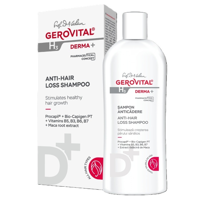 Sampon anticadere H3 Derma+, 200 ml, Gerovital Sampon anticadere H3 Derma+, 200 ml, Gerovital