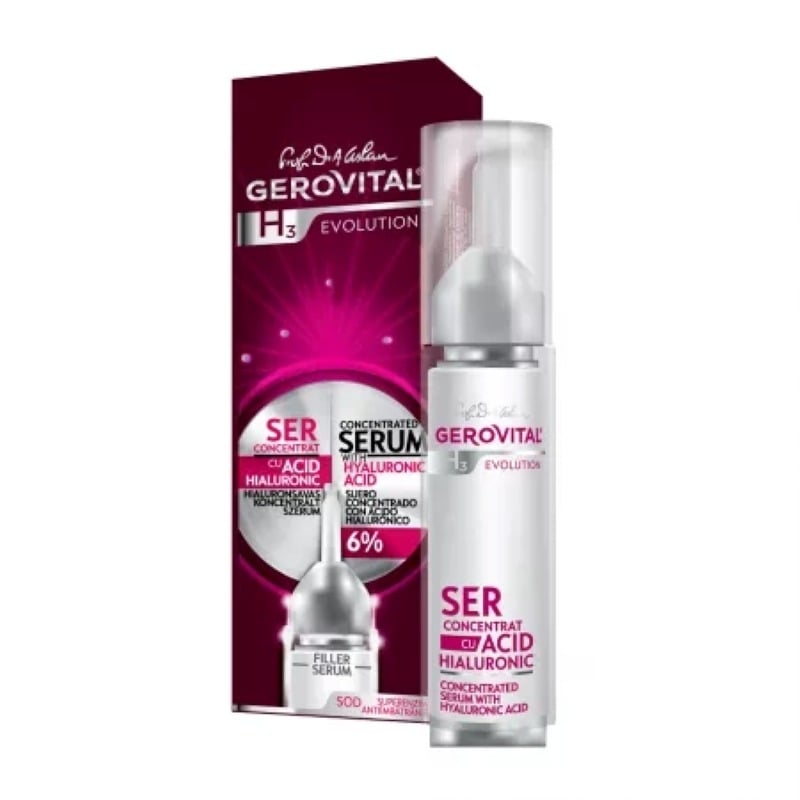 Ser cu acid hialuronic 6% H3 Evolution, 10 ml, Gerovital Ser cu acid hialuronic 6% H3 Evolution, 10 ml, Gerovital