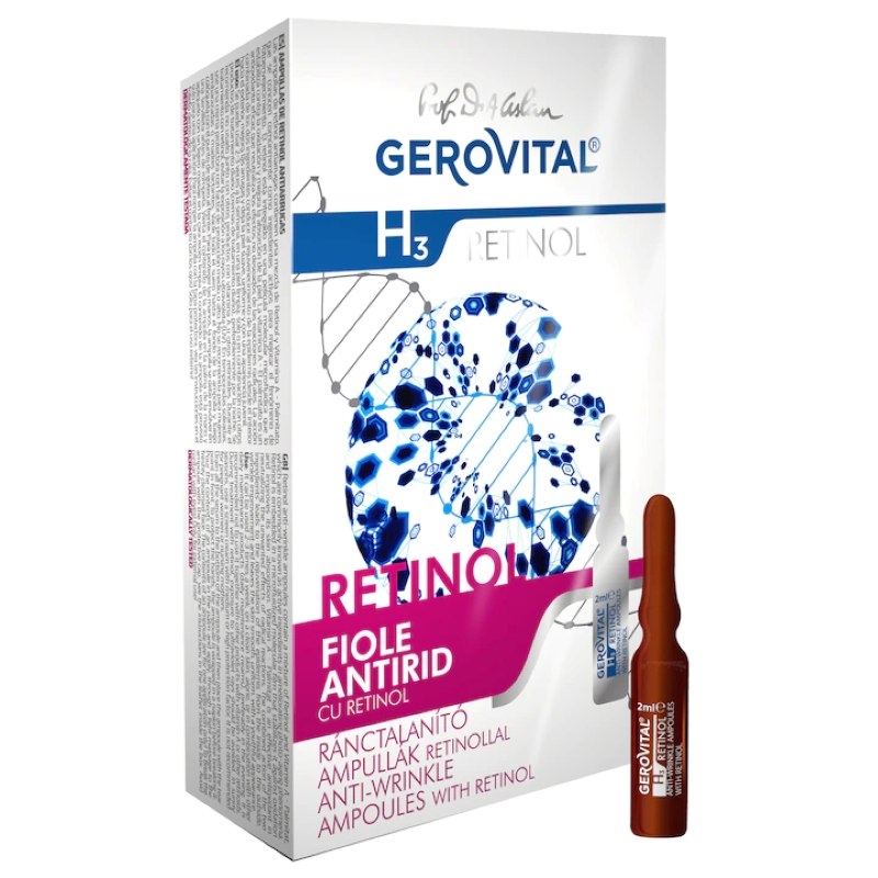 Fiole antirid cu retinol H3 Retinol, 10 fiole x 2 ml, Gerovital Fiole antirid cu retinol H3 Retinol, 10 fiole x 2 ml, Gerovital
