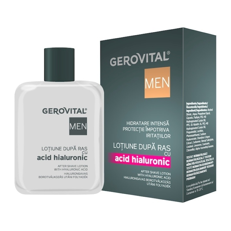 Lotiune dupa ras cu acid hialuronic Men, 100 ml, Gerovital Lotiune dupa ras cu acid hialuronic Men, 100 ml, Gerovital