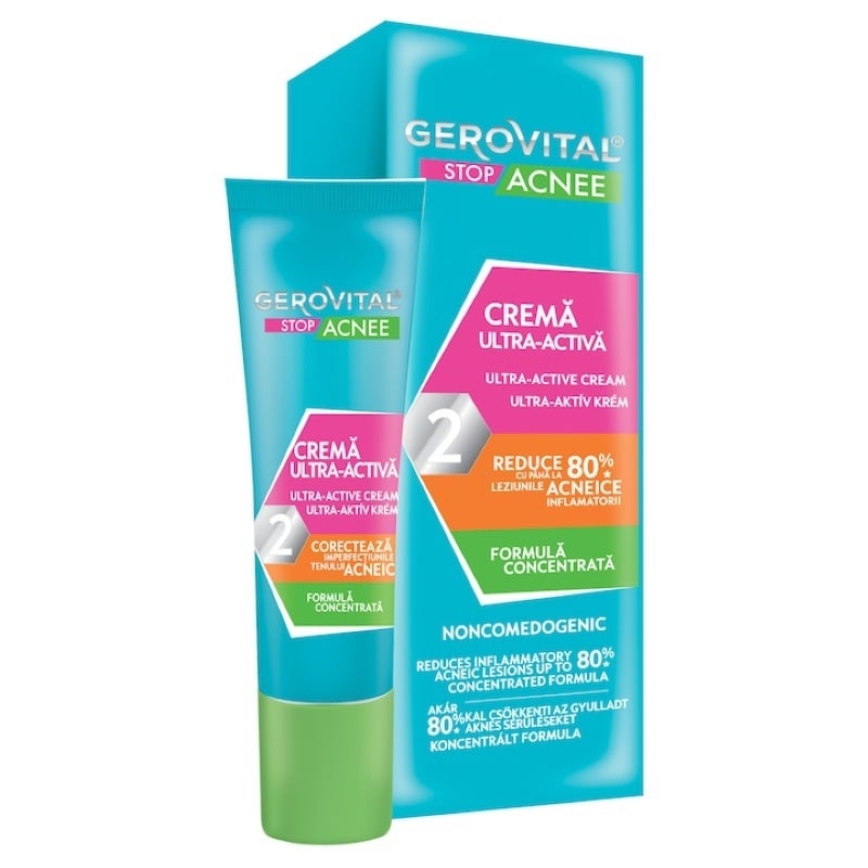 Crema ultra activa 2 Stop Acnee, 15 ml, Gerovital Crema ultra activa 2 Stop Acnee, 15 ml, Gerovital