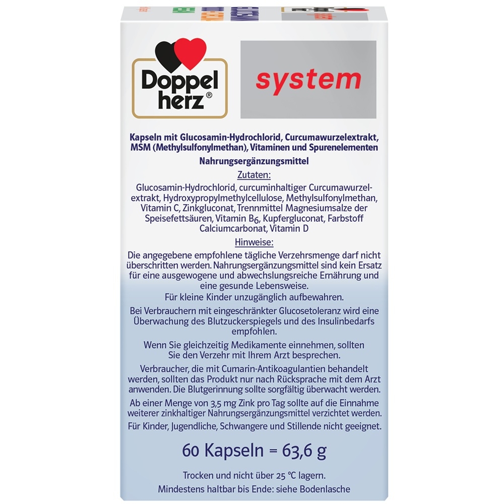 Glucozamina 1000 + Curcuma Vegan System, 60 comprimate, Doppelherz