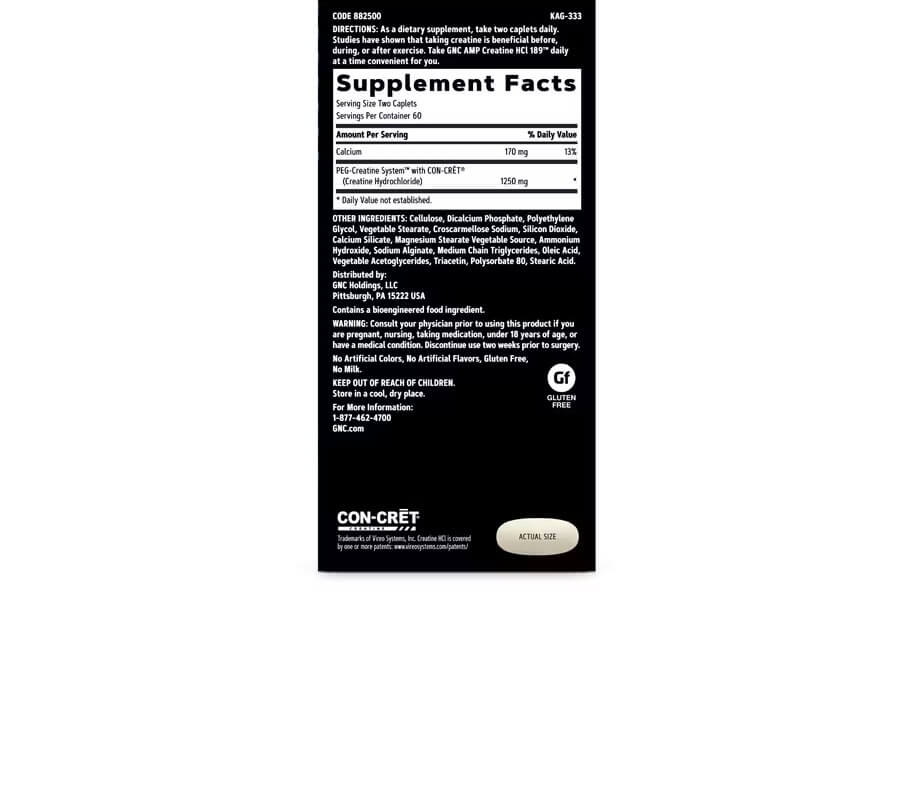 Creatina Clorhidrat cu Administrare si Absorbtie Rapida, Creatine HCl 189™, 120 tb, GNC AMP Creatina Clorhidrat cu Administrare si Absorbtie Rapida, Creatine HCl 189™, 120 tb, GNC AMP