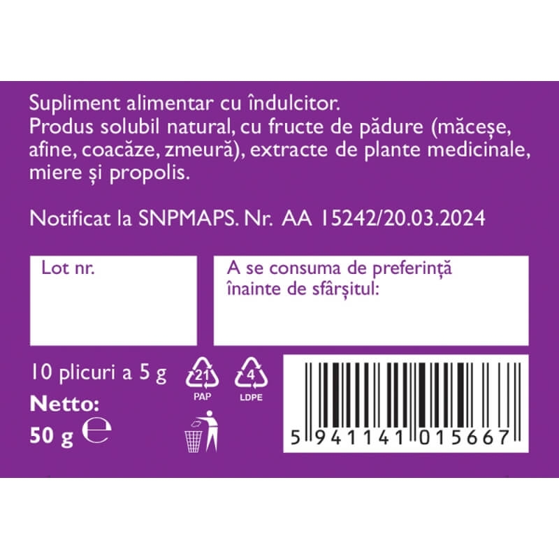 Hapciu solubil cu fructe de padure, 10 plicuri, Fares Hapciu solubil cu fructe de padure, 10 plicuri, Fares