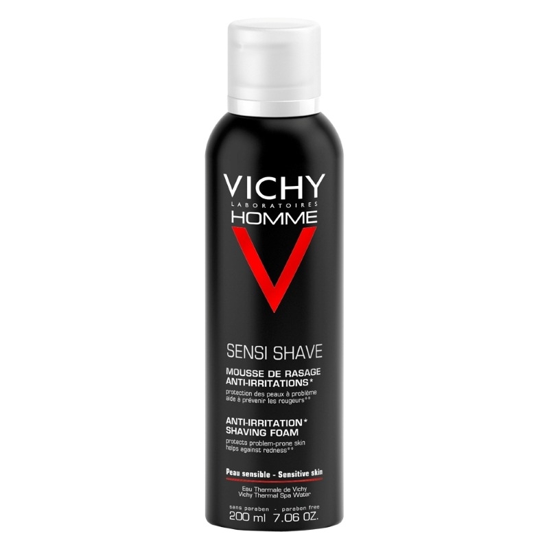 Homme spuma pentru barbierit cu tripla protectie fara sapun, 200ml, Vichy Homme spuma pentru barbierit cu tripla protectie fara sapun, 200ml, Vichy