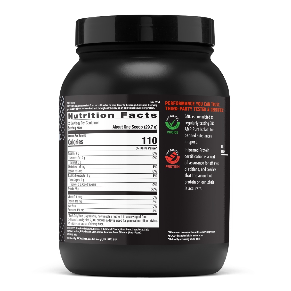 Proteina izolata din zer cu aroma de vanilie AMP Pure Isolate, 653.4 g, GNC Proteina izolata din zer cu aroma de vanilie AMP Pure Isolate, 653.4 g, GNC