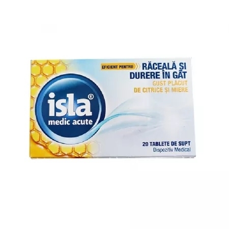 Isla Medic Acute cu gust de citrice si miere, 20 tablete de supt, Engelhard Isla Medic Acute cu gust de citrice si miere, 20 tablete de supt, Engelhard