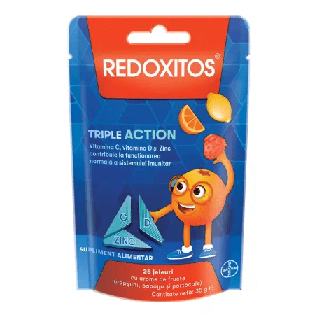 Jeleuri cu vitamina C 30 mg Redoxitos Triple Action, 25 bucati, Bayer Jeleuri cu vitamina C 30 mg Redoxitos Triple Action, 25 bucati, Bayer