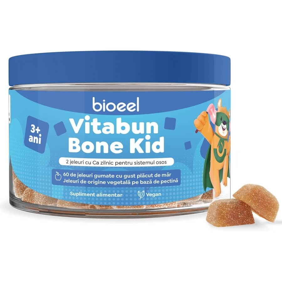 Jeleuri gumate cu calciu Vitabun Bone Kid, 60 jeleuri, Bioeel Jeleuri gumate cu calciu Vitabun Bone Kid, 60 jeleuri, Bioeel