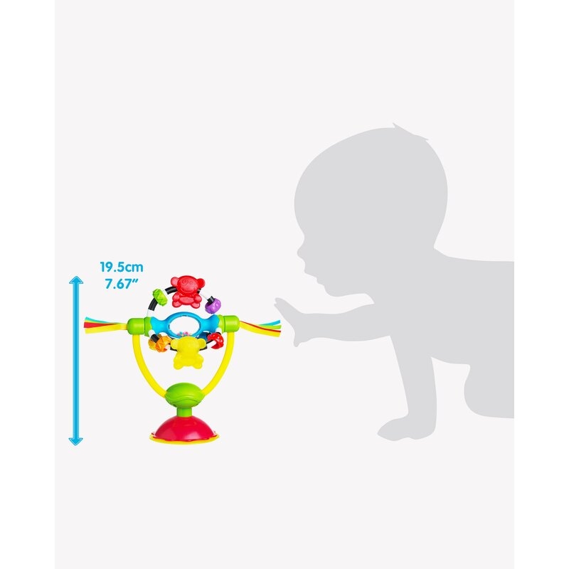 Jucarie pentru scaunul de masa, Cu ventuza, Cu activitati, Rotativa, High chair Spinning Toy, 19.5 cm, Playgro Jucarie pentru scaunul de masa, Cu ventuza, Cu activitati, Rotativa, High chair Spinning Toy, 19.5 cm, Playgro
