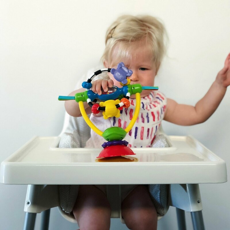 Jucarie pentru scaunul de masa, Cu ventuza, Cu activitati, Rotativa, High chair Spinning Toy, 19.5 cm, Playgro Jucarie pentru scaunul de masa, Cu ventuza, Cu activitati, Rotativa, High chair Spinning Toy, 19.5 cm, Playgro