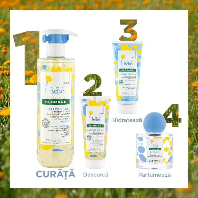 Gel spumant pentru par si corp, 500 ml, Klorane Bebe Gel spumant pentru par si corp, 500 ml, Klorane Bebe