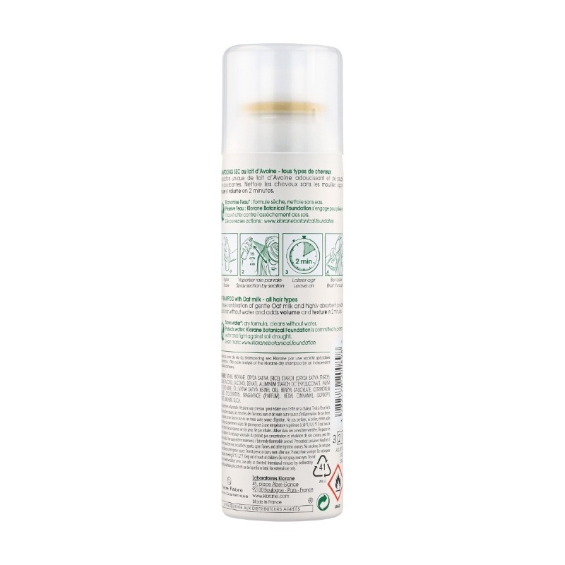 Sampon uscat cu lapte de ovaz, 150ml, Klorane