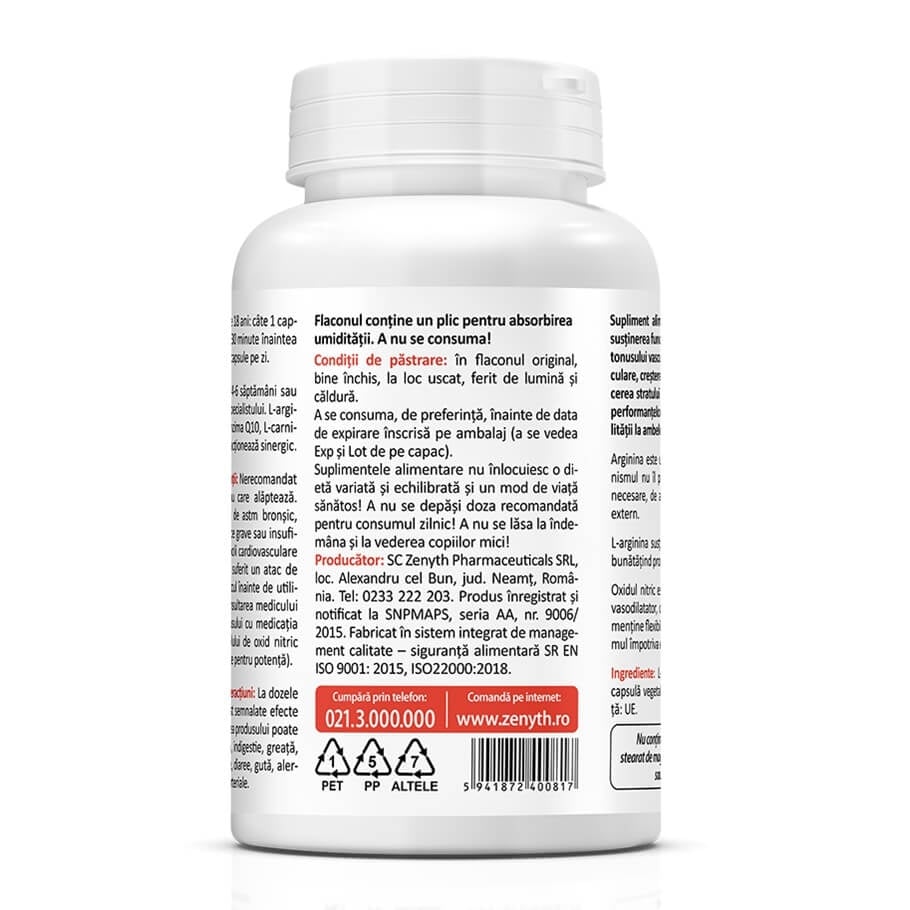 L-Arginine 800 mg, 60 capsule, Zenyth