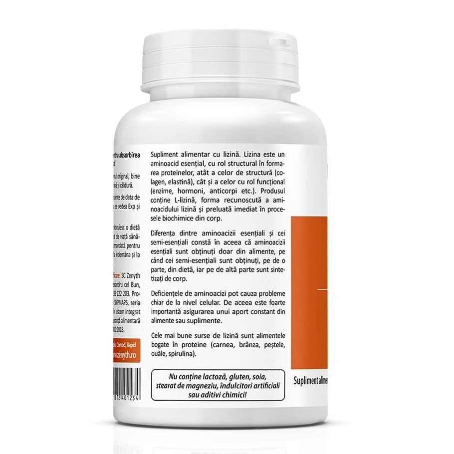 L-Lysine, 550 mg, 60 capsule, Zenyth L-Lysine, 550 mg, 60 capsule, Zenyth