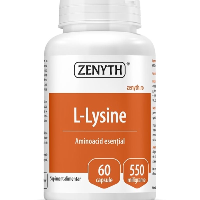 L-Lysine, 550 mg, 60 capsule, Zenyth L-Lysine, 550 mg, 60 capsule, Zenyth