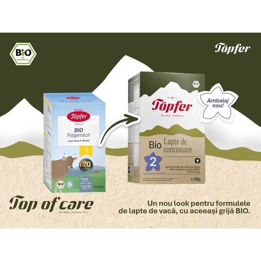 Lactana Bio 2 formula pentru alimentatia artificiala, 600g, Topfer