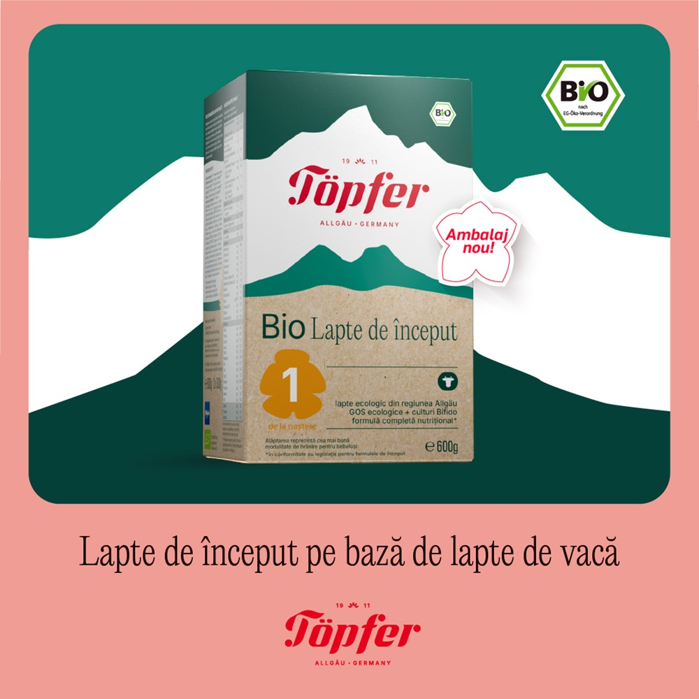 Lactana Bio 1 formula pentru alimentatia artificiala, 600g, Topfer