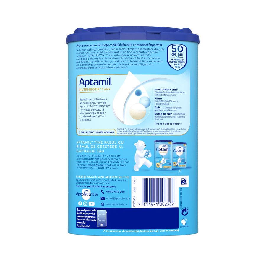 Junior 1+ Nutri-Biotik lapte praf, 800g, Aptamil Junior 1+ Nutri-Biotik lapte praf, 800g, Aptamil