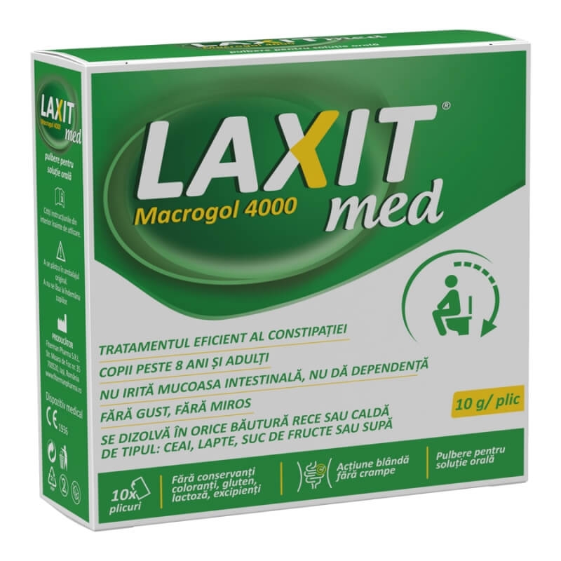 Pulbere pentru solutie orala Laxit Med, 10 g, 10 plicuri, Fiterman Pharma Pulbere pentru solutie orala Laxit Med, 10 g, 10 plicuri, Fiterman Pharma
