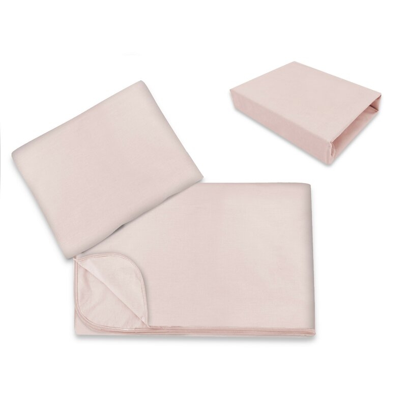 Lenjerie patut cu 3 piese, MimiNu, Cu cearceaf 120x60 cm, Din bumbac certificat Oeko Tex Standard 100, Cu paturica si pernuta, Colectia Royal, Powder Pink Lenjerie patut cu 3 piese, MimiNu, Cu cearceaf 120x60 cm, Din bumbac certificat Oeko Tex Standard 100, Cu paturica si pernuta, Colectia Royal, Powder Pink