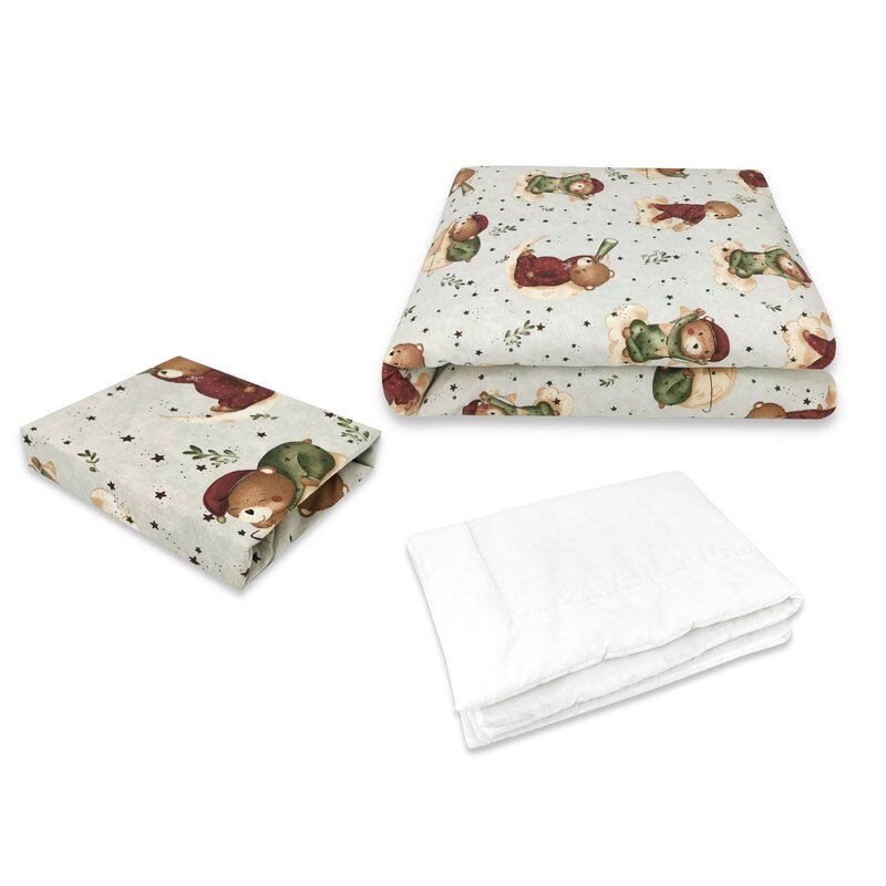 Lenjerie patut cu 3 piese, MimiNu, Cu cearceaf 120x60 cm, Din bumbac certificat Oeko Tex Standard 100, Cu pilota si husa pilota, 135x100 cm, Design, Teddy Bear On Moon Lenjerie patut cu 3 piese, MimiNu, Cu cearceaf 120x60 cm, Din bumbac certificat Oeko Tex Standard 100, Cu pilota si husa pilota, 135x100 cm, Design, Teddy Bear On Moon
