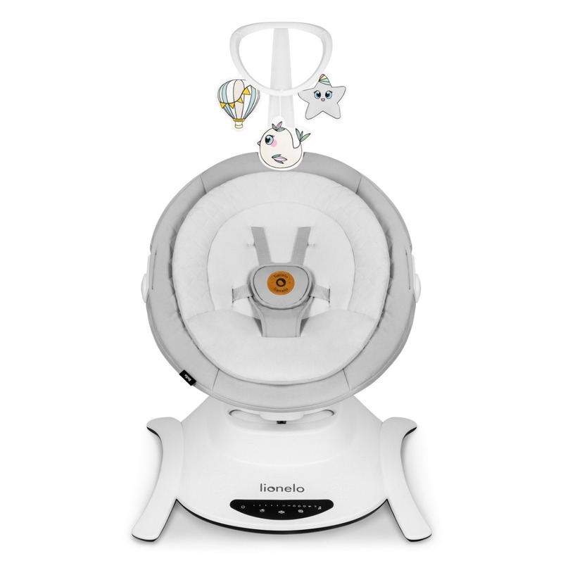 Lionelo - Balansoar multifunctional Bella, Electric, Scaun reglabil, Ecran tactil si telecomanda, 6 miscari unice, 5 viteze, Cu melodii, Gri Lionelo - Balansoar multifunctional Bella, Electric, Scaun reglabil, Ecran tactil si telecomanda, 6 miscari unice, 5 viteze, Cu melodii, Gri