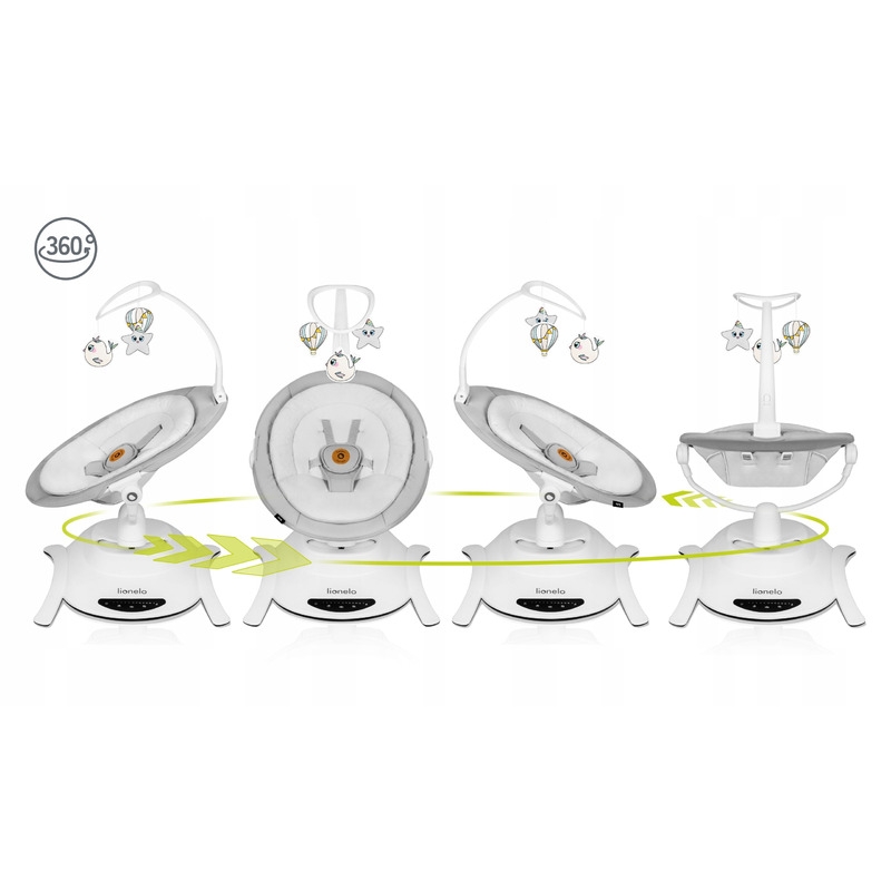 Lionelo - Balansoar multifunctional Bella, Electric, Scaun reglabil, Ecran tactil si telecomanda, 6 miscari unice, 5 viteze, Cu melodii, Gri Lionelo - Balansoar multifunctional Bella, Electric, Scaun reglabil, Ecran tactil si telecomanda, 6 miscari unice, 5 viteze, Cu melodii, Gri