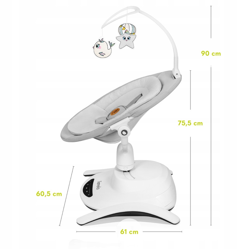 Lionelo - Balansoar multifunctional Bella, Electric, Scaun reglabil, Ecran tactil si telecomanda, 6 miscari unice, 5 viteze, Cu melodii, Gri Lionelo - Balansoar multifunctional Bella, Electric, Scaun reglabil, Ecran tactil si telecomanda, 6 miscari unice, 5 viteze, Cu melodii, Gri