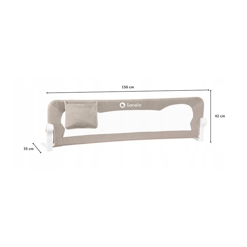 Protectie laterala pat, Lionelo, Eva, Cu buzunar accesorii, 150x35 cm, Conform cu standardul european de securitate BS7072, Bej Protectie laterala pat, Lionelo, Eva, Cu buzunar accesorii, 150x35 cm, Conform cu standardul european de securitate BS7072, Bej