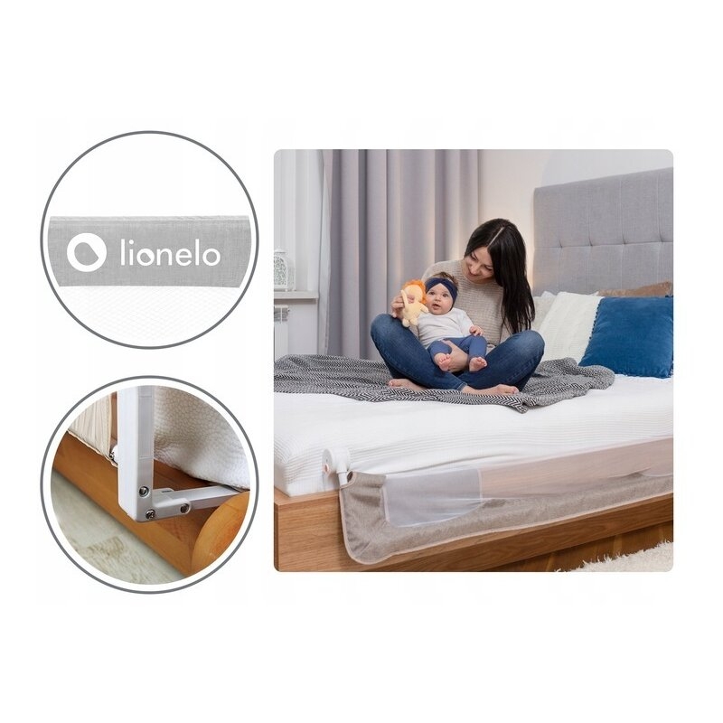 Protectie laterala pat, Lionelo, Eva, Cu buzunar accesorii, 150x35 cm, Conform cu standardul european de securitate BS7072, Bej Protectie laterala pat, Lionelo, Eva, Cu buzunar accesorii, 150x35 cm, Conform cu standardul european de securitate BS7072, Bej
