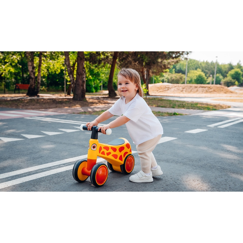 Lionelo - Bicicleta fara pedale, Sammy, Cu 4 roti, Din spuma EVA, Stabila, Manere moi, antiderapante, 12- 36 luni, Greutate maxima suportata 25 kg, Certificata EN 71-1:2014, EN 71-2:2011, EN 71-3:2019, Roz