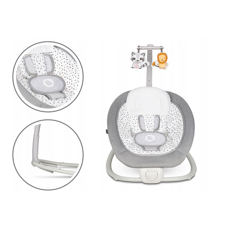 Lionelo - Fotoliu balansoar cu vibratii, Pascal Scandi, Cu 12 melodii linistitoare, Pliabil, 80x49 cm, Gri Deschis Lionelo - Fotoliu balansoar cu vibratii, Pascal Scandi, Cu 12 melodii linistitoare, Pliabil, 80x49 cm, Gri Deschis